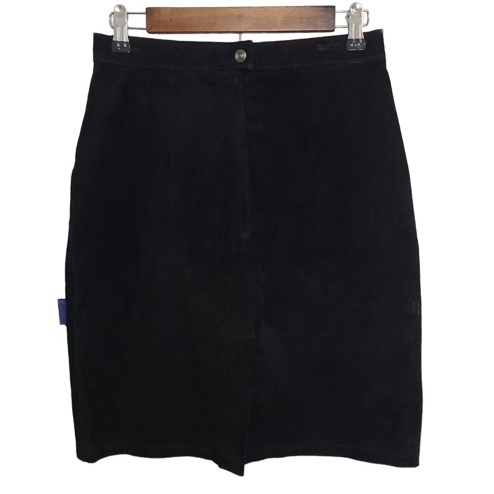 Vintage Global Identity Leather Black Pencil Skirt Women's SZ 9/10 Y2K 90s